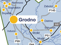 Map of the Grodno region