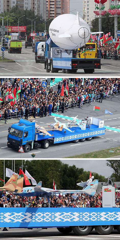 The special platform of the National Academy of Sciences of Belarus showcased a number of Belarusian aerial drones and the famous supercomputer SKIF