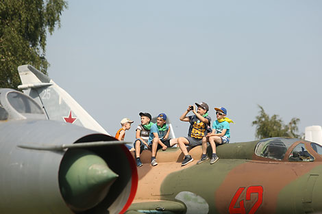 Festive air show in honor of Air Force Day at the Borovaya airfield