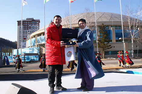 Ceremony of hoisting up Belarus’ national flag at the Olympic Village in PyeongChang