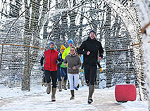 Funny race in felt boots in Minsk