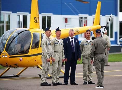 Pilot-Cosmonaut, Hero of Russia Oleg Novitsky with pilots