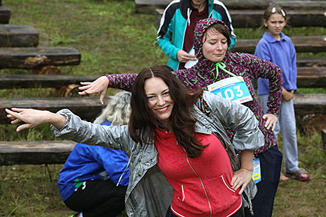 Morning exercise at the Bard Music & Fishing Festival