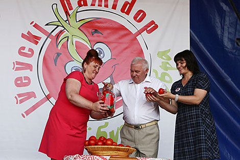 Pickling the first jar of new crop tomatoes 