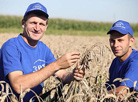 The senior harvester operator Aleksei Makosov and the harvester operator Nikolai Minchenko