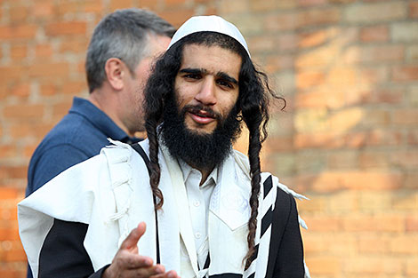 A pilgrim from Israel in Belarus' town of Radun