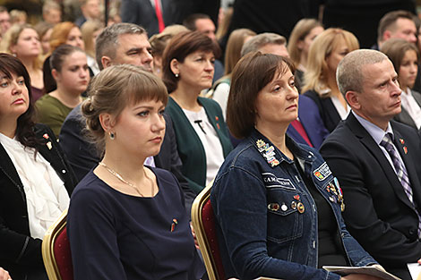 The meeting of Alexander Lukashenko with activists of the BRSM Youth Union in the Palace of Independence