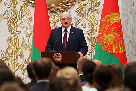 The meeting of Alexander Lukashenko with activists of the BRSM Youth Union in the Palace of Independence