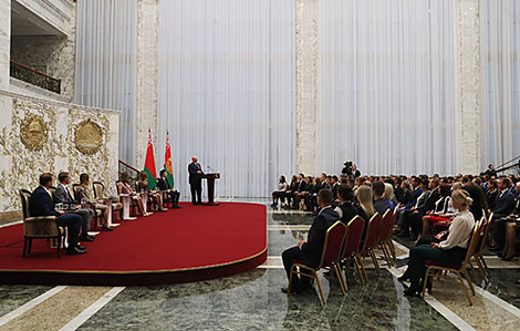 The meeting of Alexander Lukashenko with activists of the BRSM Youth Union in the Palace of Independence