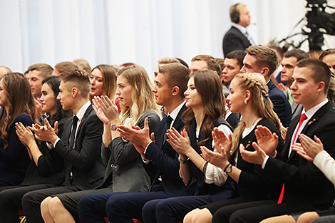 The meeting of Alexander Lukashenko with activists of the BRSM Youth Union in the Palace of Independence