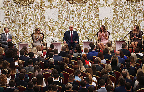 The meeting of Alexander Lukashenko with activists of the BRSM Youth Union in the Palace of Independence