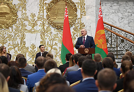 The meeting of Alexander Lukashenko with activists of the BRSM Youth Union in the Palace of Independence