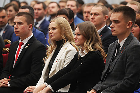 The meeting of Alexander Lukashenko with activists of the BRSM Youth Union in the Palace of Independence