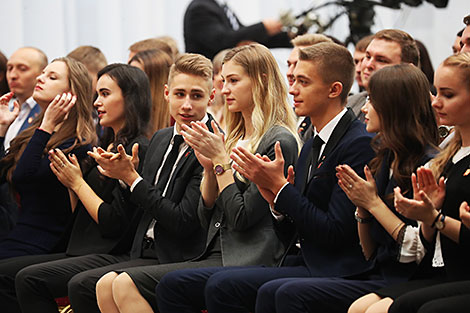 Lukashenko meets with BRSM Youth Union core group in the Palace of Independence