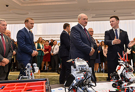 Alexander Lukashenko while visiting the interactive platforms