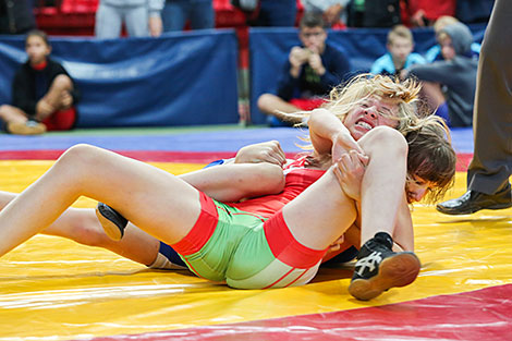 Belarus' Alesya Berezko and Klaudia Podgorzak of Poland