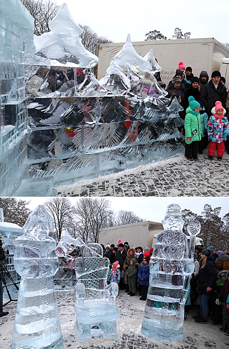 Ice sculptures Park in Mogilev