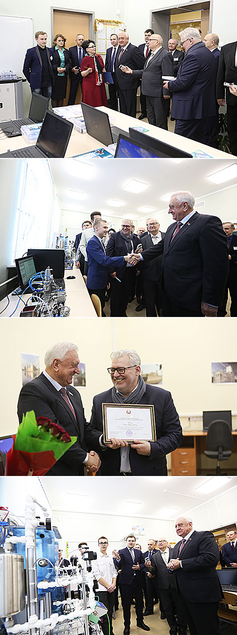 Mikhail Myasnikovich visits Minsk State College of Electronics