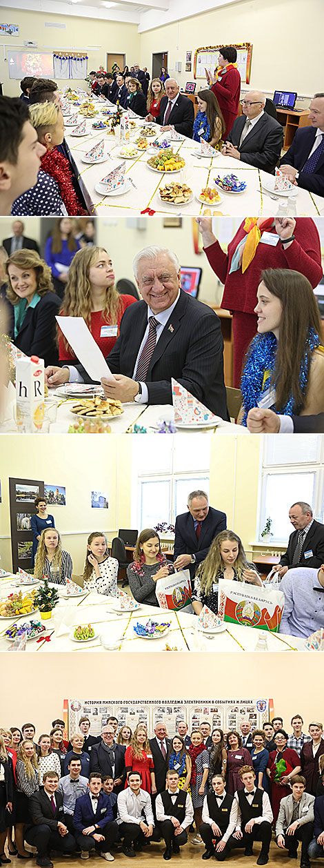 Mikhail Myasnikovich visits Minsk State College of Electronics