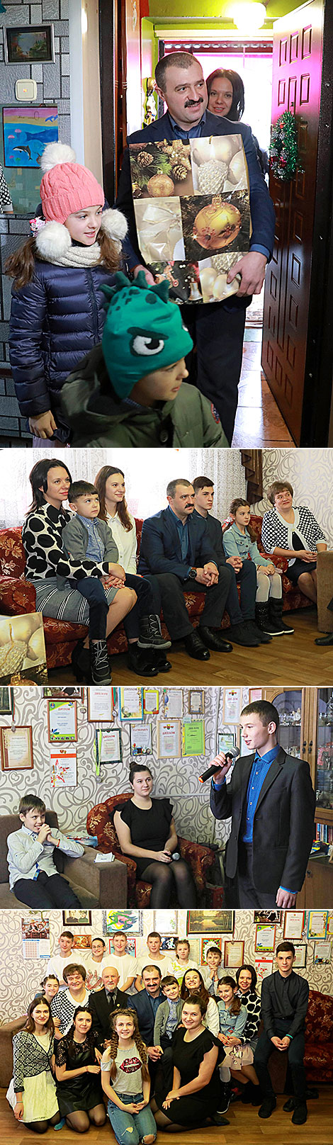 Viktor Lukashenko visits foster family in Glusk District to wish Happy New Year