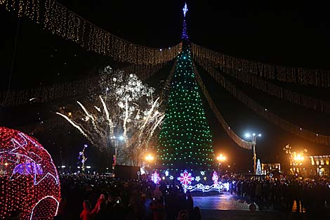 New Year's fireworks in Grodno