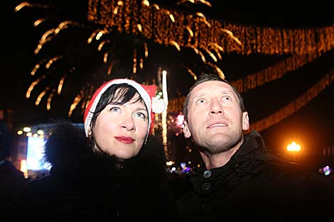 New Year's fireworks in Grodno