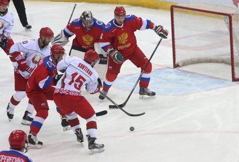 The final match of the 15th Christmas Amateur Ice Hockey Tournament: Belarus vs Russia