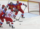 The final match of the 15th Christmas Amateur Ice Hockey Tournament: Belarus vs Russia