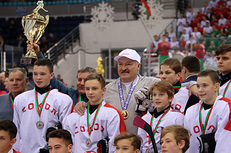 Alexander Lukashenko with Sokol