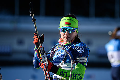 Irina Krivko in the sprint in Pokljuka