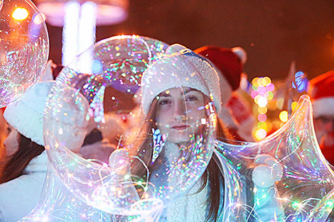 Parade of Fathers Frost and Snow Maidens in Minsk