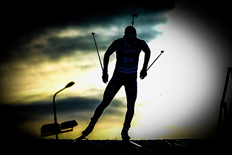 Sergei Bocharnikov in a pursuit race during the IBU World Cup Biathlon Tyumen