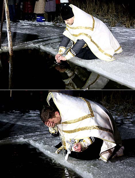 Belarusian dive into ice waters to celebrate Epiphany