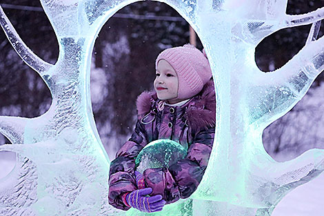 Ice Sculptures in Botanical Garden in Minsk