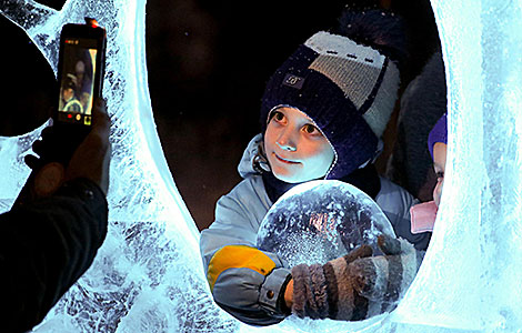 Ice Sculptures in Botanical Garden in Minsk