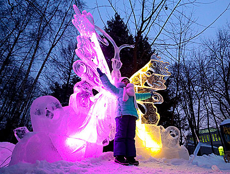 Ice Sculptures in Botanical Garden in Minsk