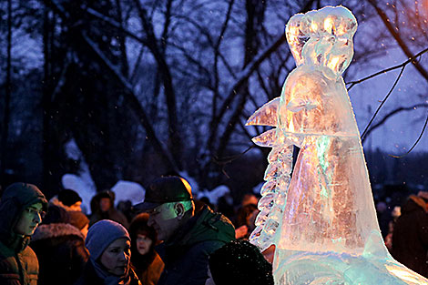 Ice Sculptures in Botanical Garden in Minsk