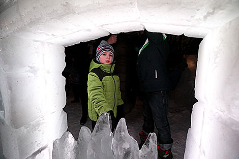 Ice Sculptures in Botanical Garden in Minsk