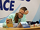 Autograph session with biathlon legends in Raubichi: Darya Domracheva 