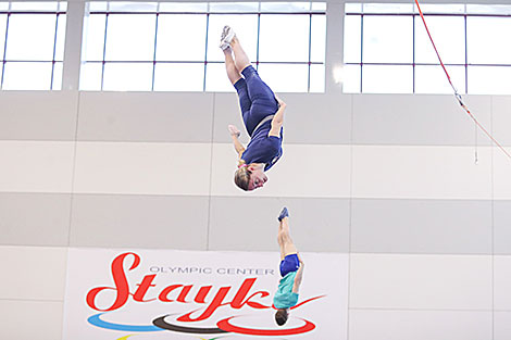 Belarusian trampolinists train in Staiki sports center