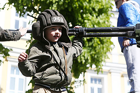 Young Grodno citizen Mikhail Ignatovich at Victory Day celebration