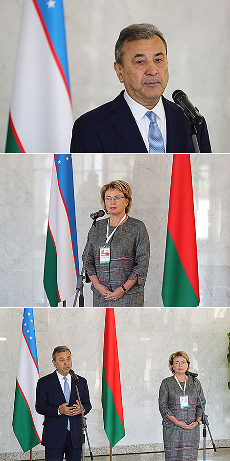 First Deputy Chairman of the Senate of Oliy Majlis of Uzbekistan Sadiq Safaev and Vice Speaker of the Council of the Republic Marianna Shchetkina 