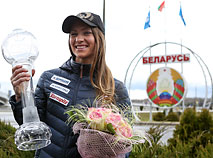 Darya Domracheva brings Big Crystal Globe to Minsk