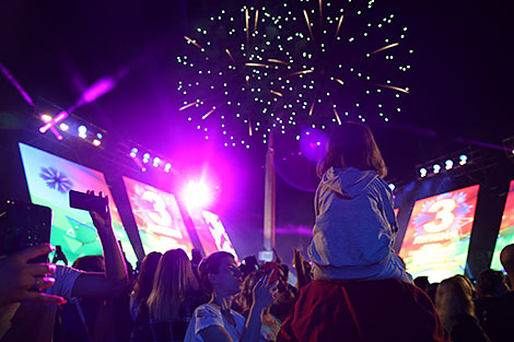 Fireworks in honor of Independence Day in Minsk