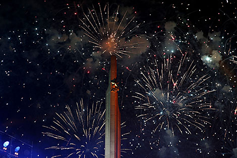 Fireworks in honor of Independence Day in Minsk