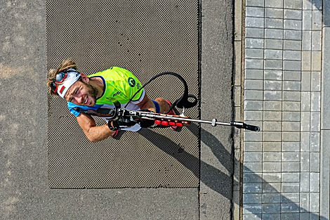 Biathlete Sergei Bocharnikov during a training session