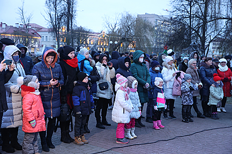 Alley of creative Christmas trees in Grodno