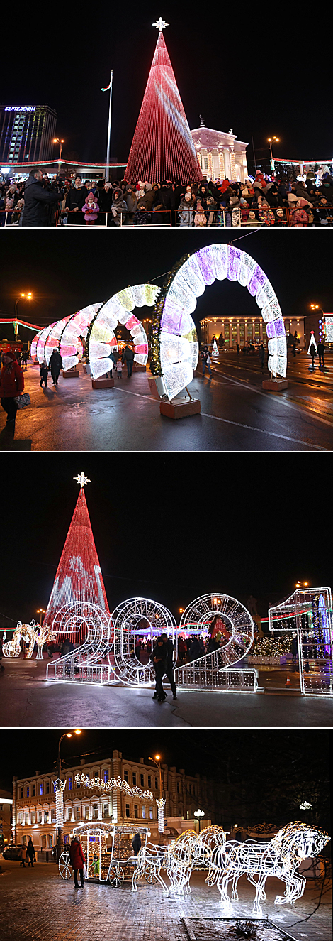 Lighting up of Christmas tree in Gomel