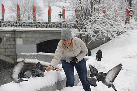 铺满雪的明斯克