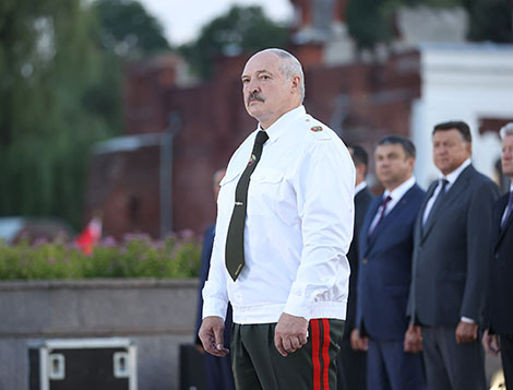 Lukashenko during the commemorative meeting at Brest Hero Fortress 